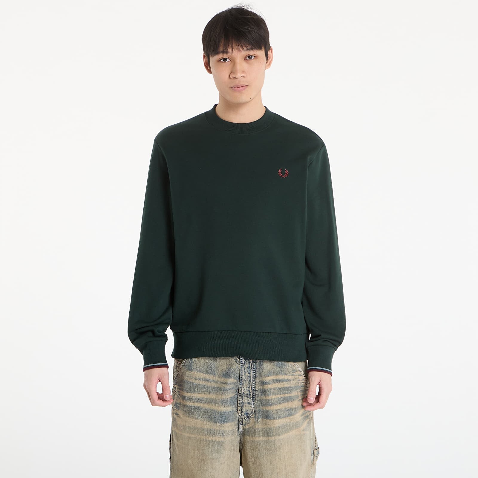 Sweatshirt FRED PERRY Crew Neck Sweatshirt Grsrts/ Stkbl/ Oxb XL