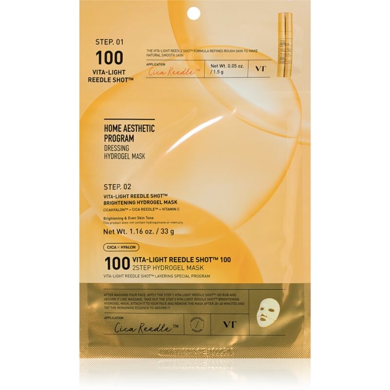 VT Cosmetics Vita-Light Reedle Shot 100 2Step Hydrogel Mask intensive hydrogel mask for radiance and hydration 34.5 g