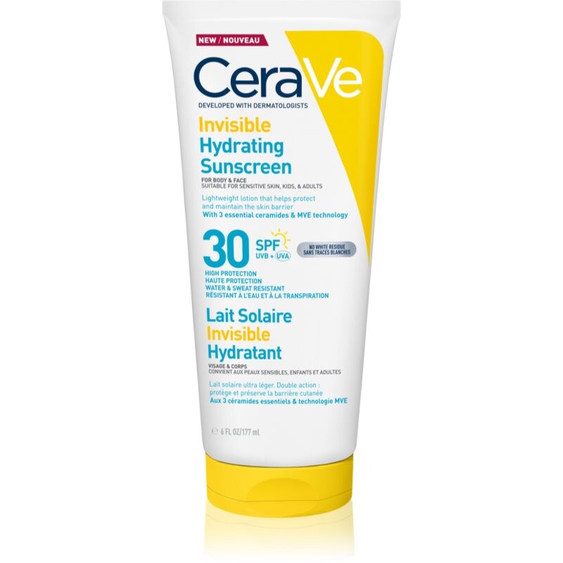 CeraVe Invisible Hydrating Sunscreen SPF 30 sunscreen lotion for face and body SPF 30 177 ml