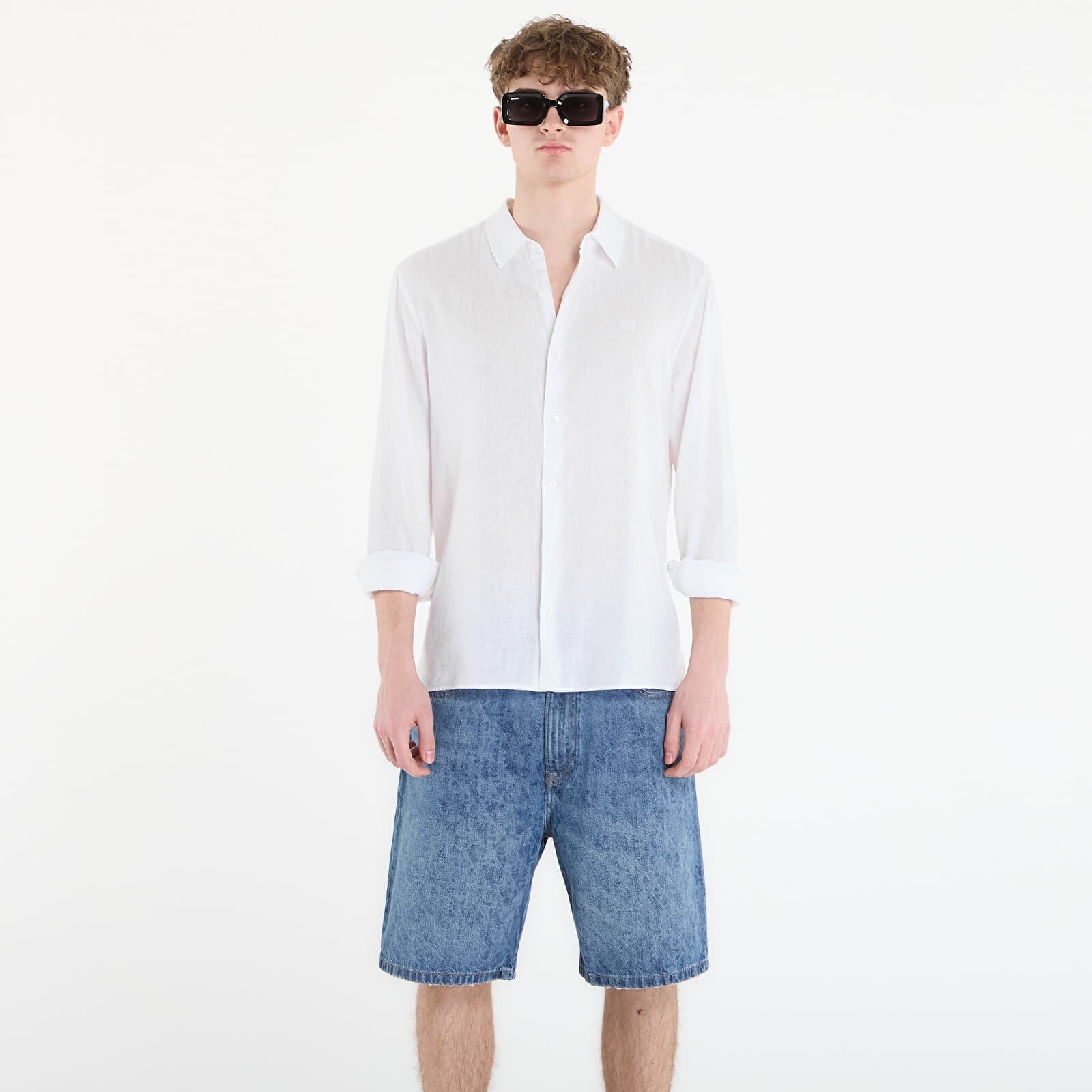 Shirt Calvin Klein Ls Solid Linen Classic Shirt White L