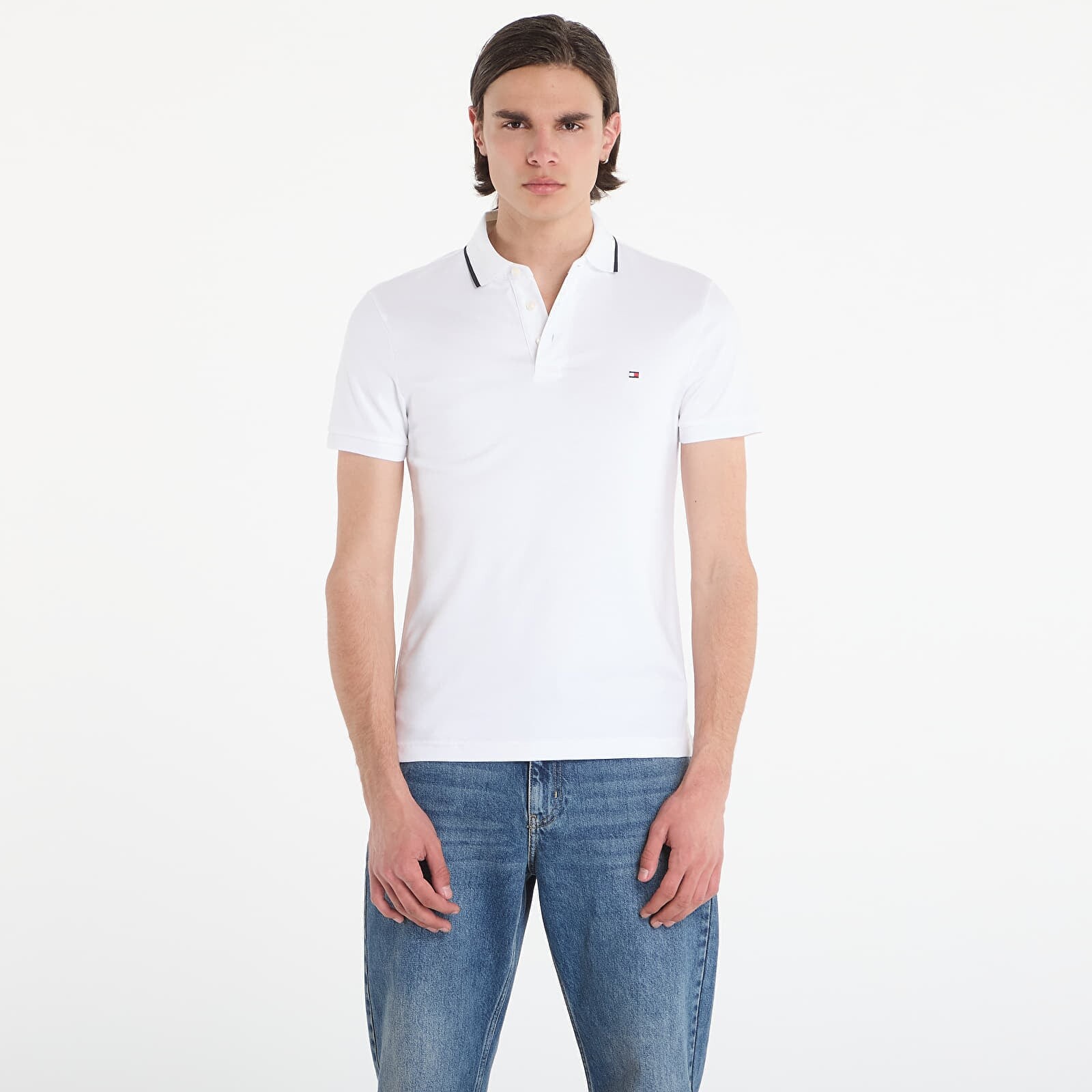 T-shirt Tommy Hilfiger Liquid Cotton Tipped Slim Polo White M