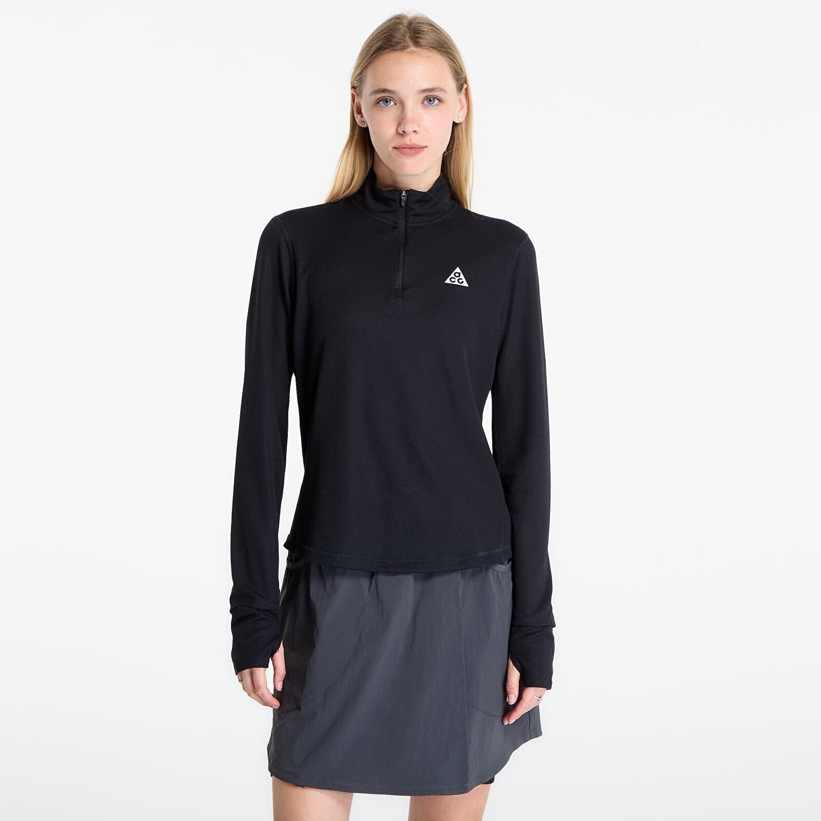 T-shirt Nike ACG Women's Dri-FIT 1/2-Zip Trail Running Top Black/ Black/ Summit White L