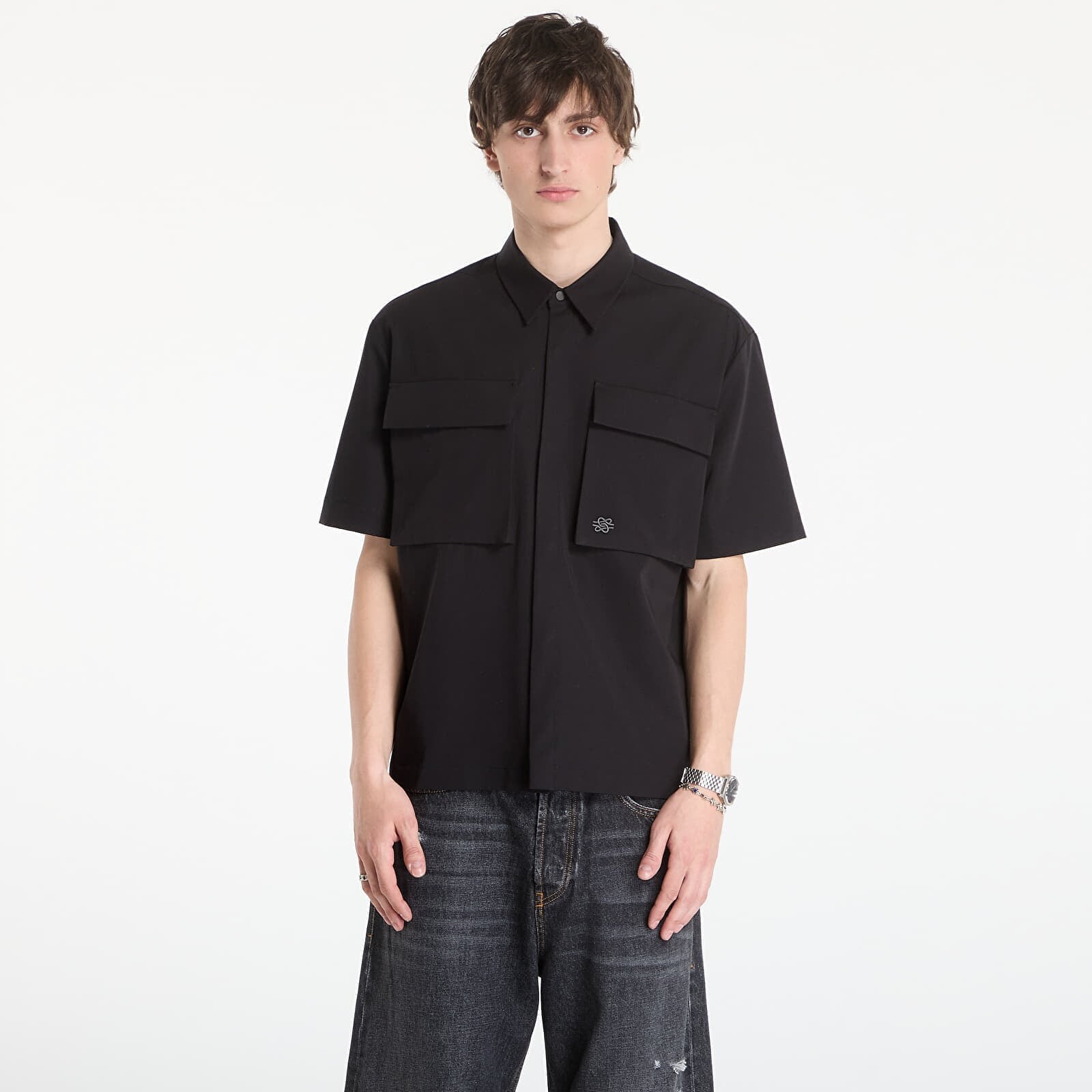 Shirt Filling Pieces Resort Shirt Drapy Black L