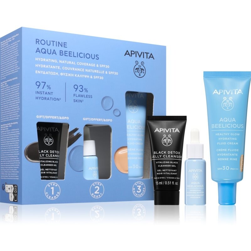Apivita Aqua Beelicious Hydrating & Natural Coverage Routine Set set for radiance and hydration