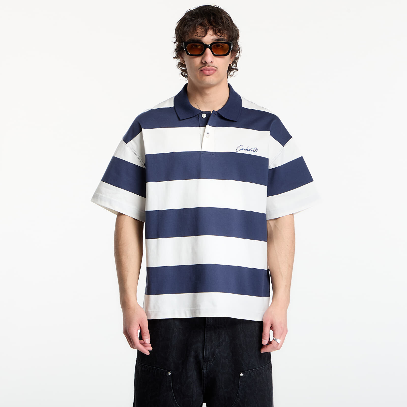 T-shirt Carhartt WIP S/S Delray Polo UNISEX Delray Stripe/ Blue L
