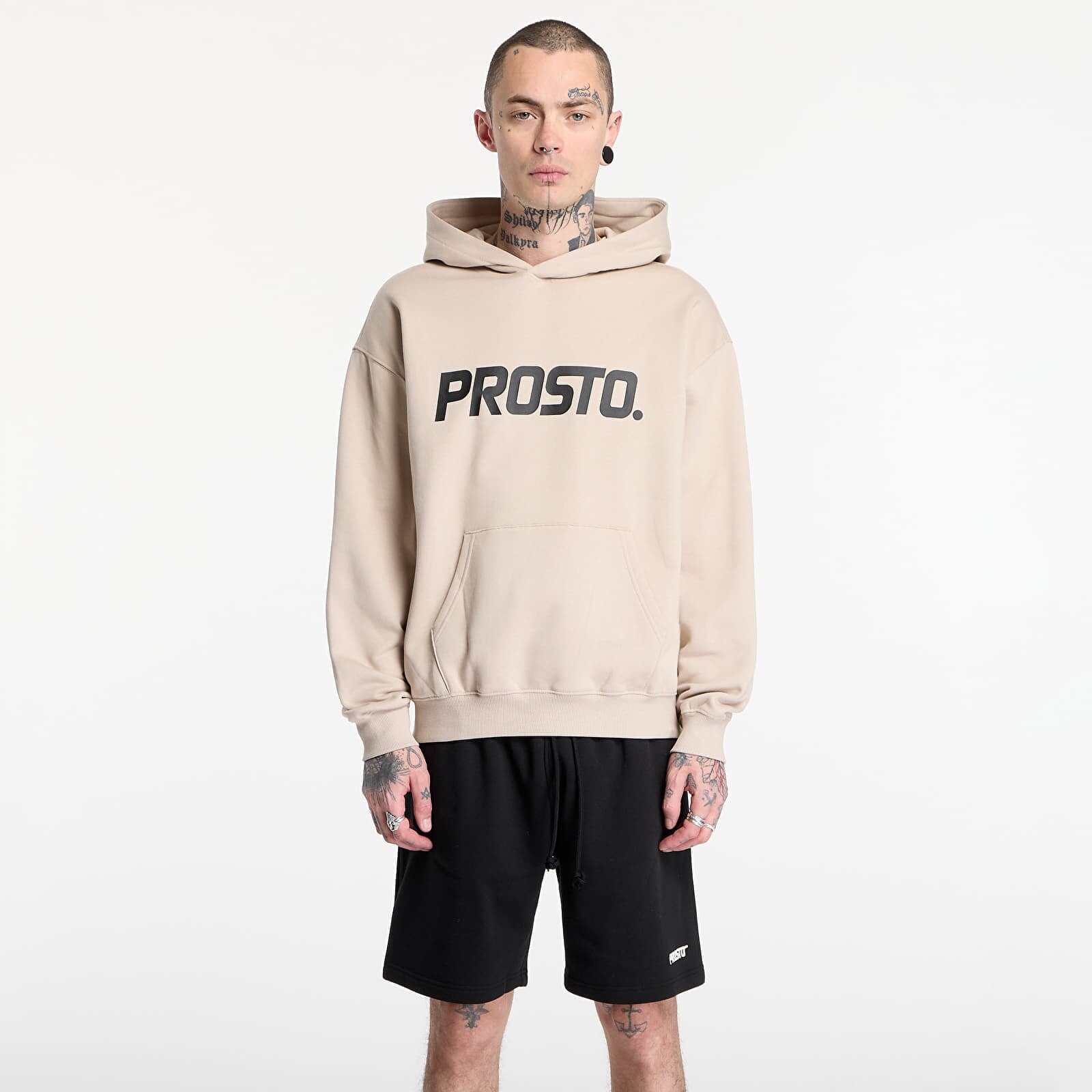 Sweatshirt Prosto Hoodie Big Log Beige M