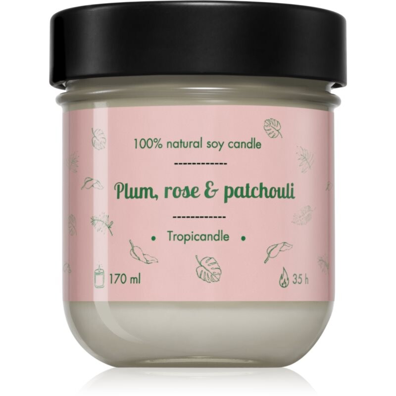 Tropicandle Plum, Rose & Patchouli scented candle 170 ml