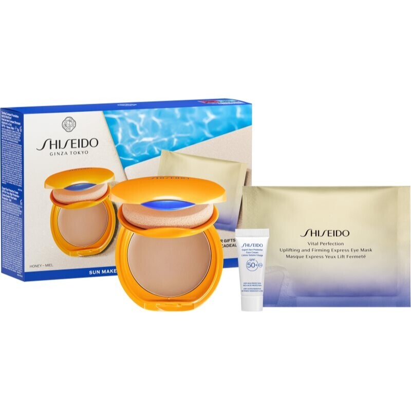 Shiseido Expert Sun Protector Tanning Compact Foundation SPF10 gift set for women shade Honey