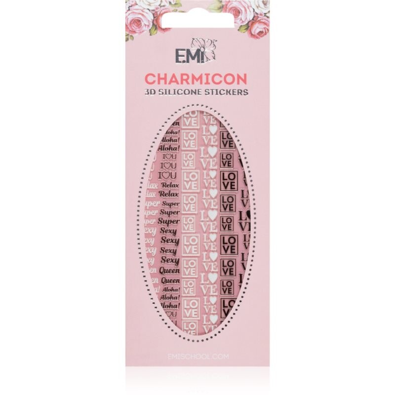 emi Charmicon Words Black/White nail stickers 3D #52 1 pc