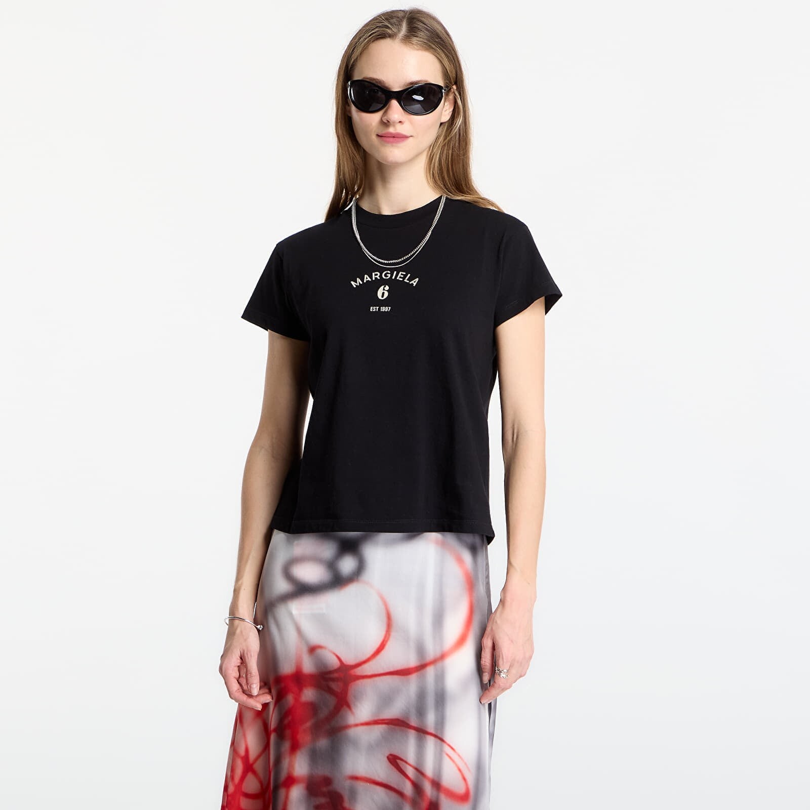 T-shirt MM6 Signature Jersey T-Shirt Black S