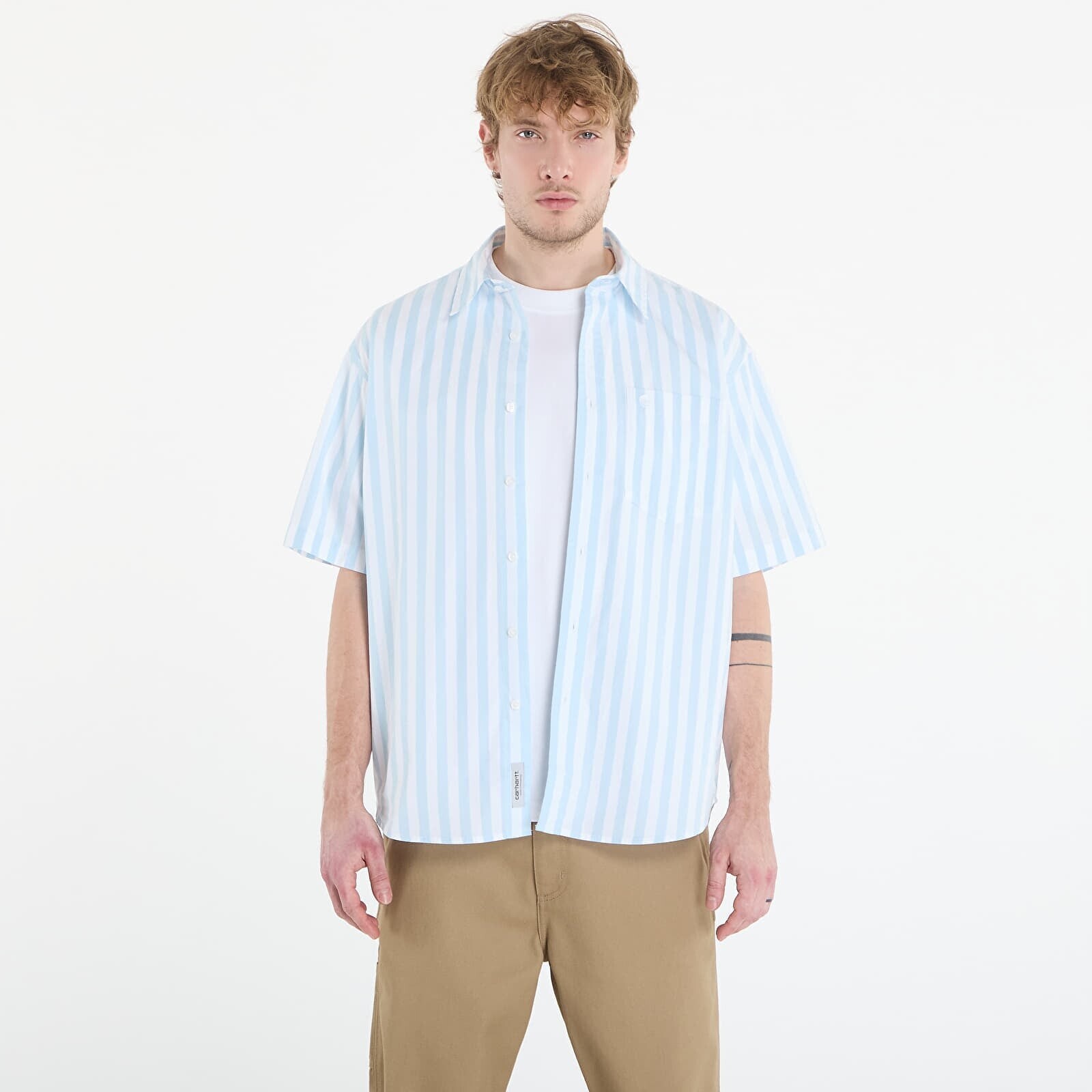 Shirt Carhartt WIP S/S Royce Shirt Royce Stripe, Icaria/ White S
