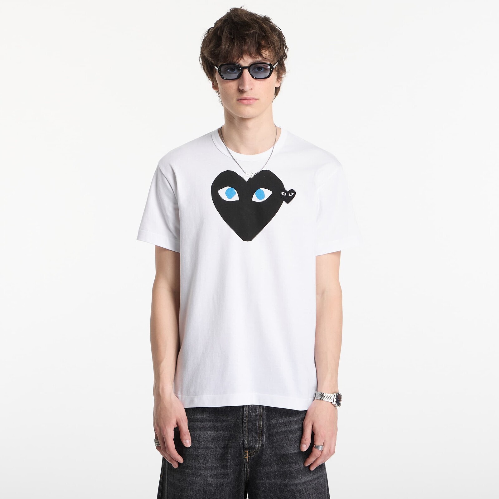 T-shirt Comme des Garçons PLAY T-Shirt Black Emblem Knit UNISEX White XL