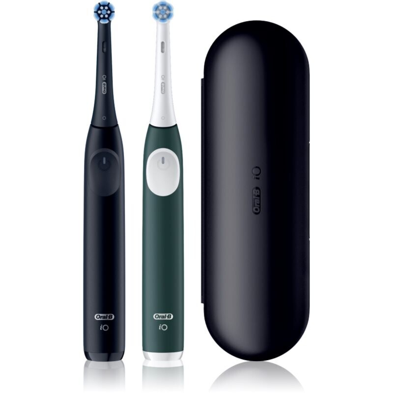 Oral-B iO2 Clean & Gentle electric toothbrush with bag DUO-PACK Matt Black & Forest Green