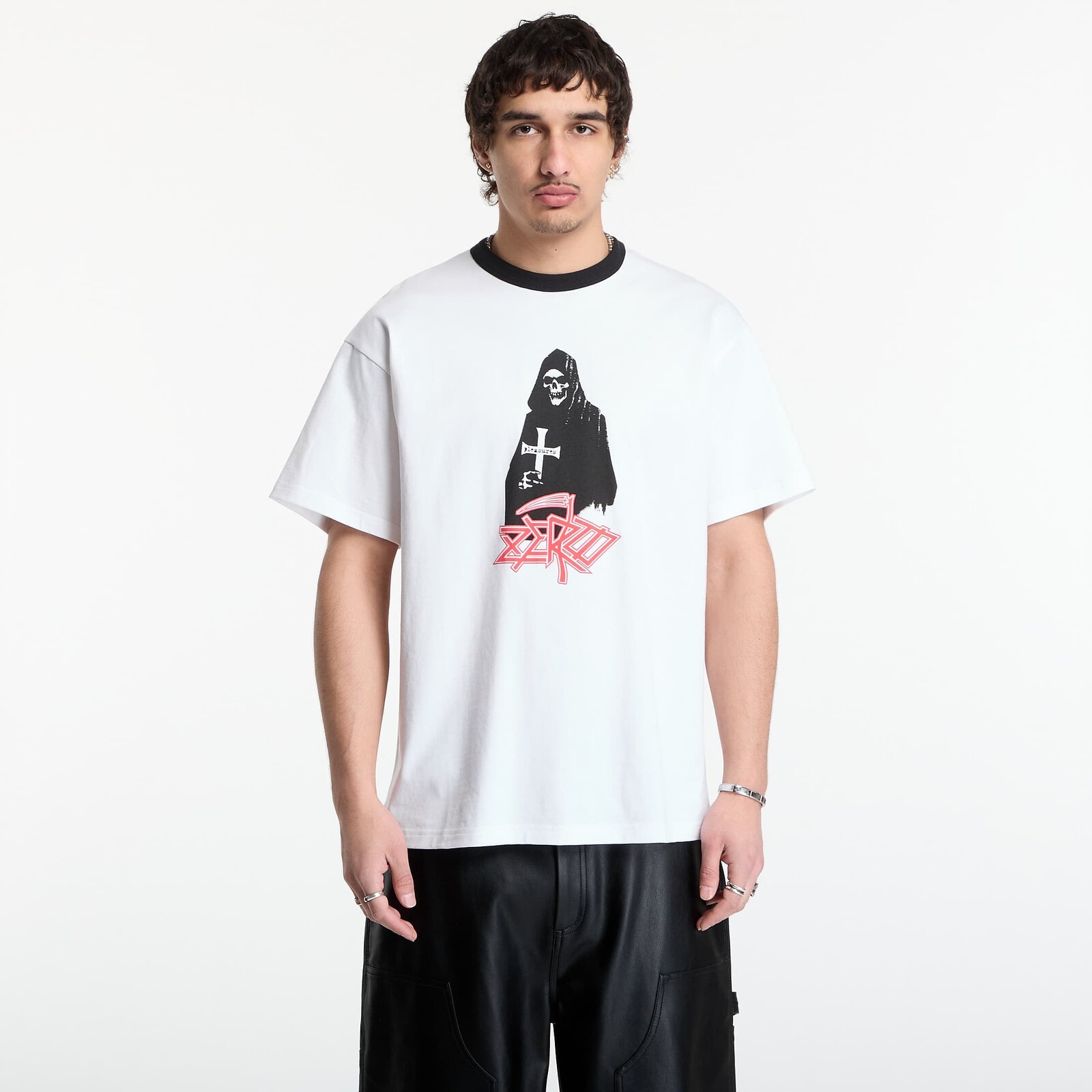 T-shirt PLEASURES Reaper Ringer White XL