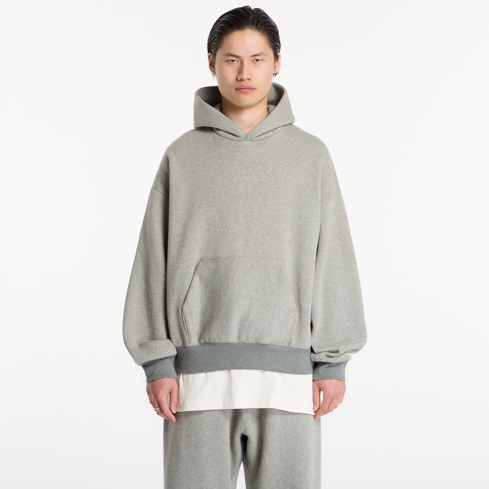 Sweatshirt Fear of God Essentials Signature Classic Hoodie Concrete Heather/ Dark Concrete Heather XL