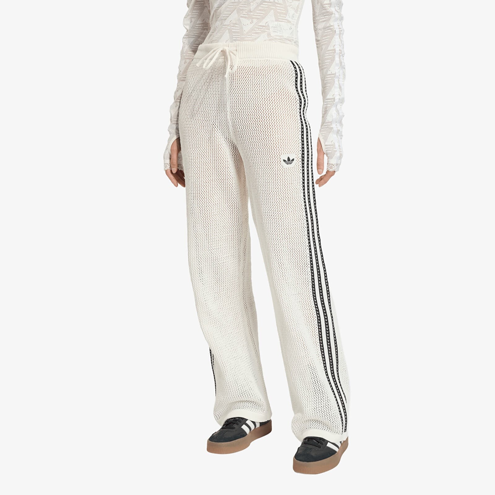 Pants adidas Knitted Crochet Firebird Track Pants Off White S