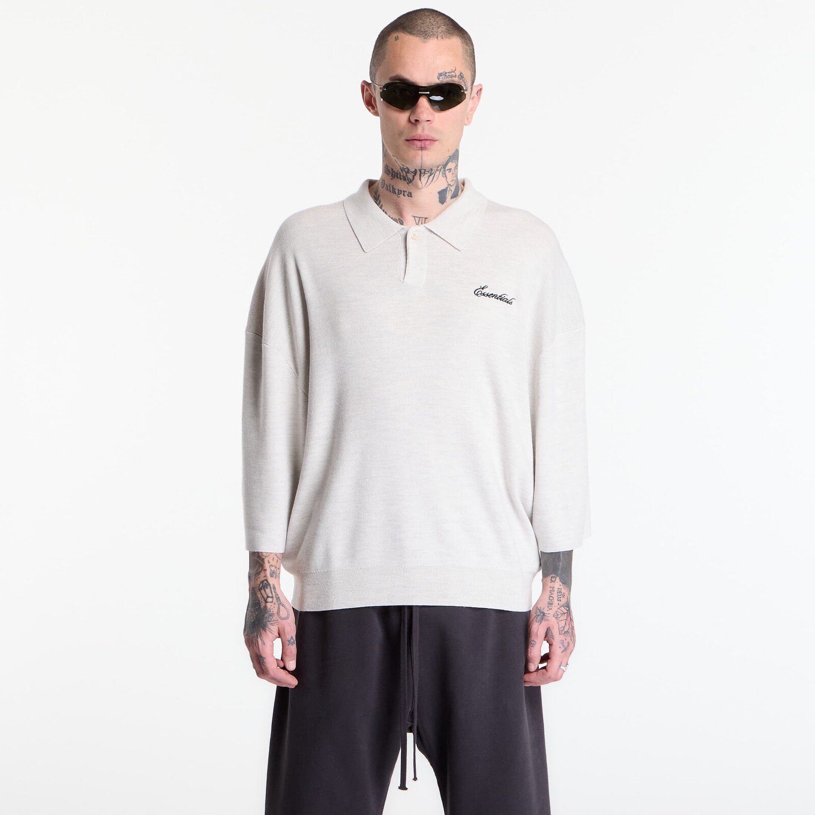 T-shirt Fear of God Essentials Signature 3 4 Sleeve 90'S Polo Heather Oatmeal S