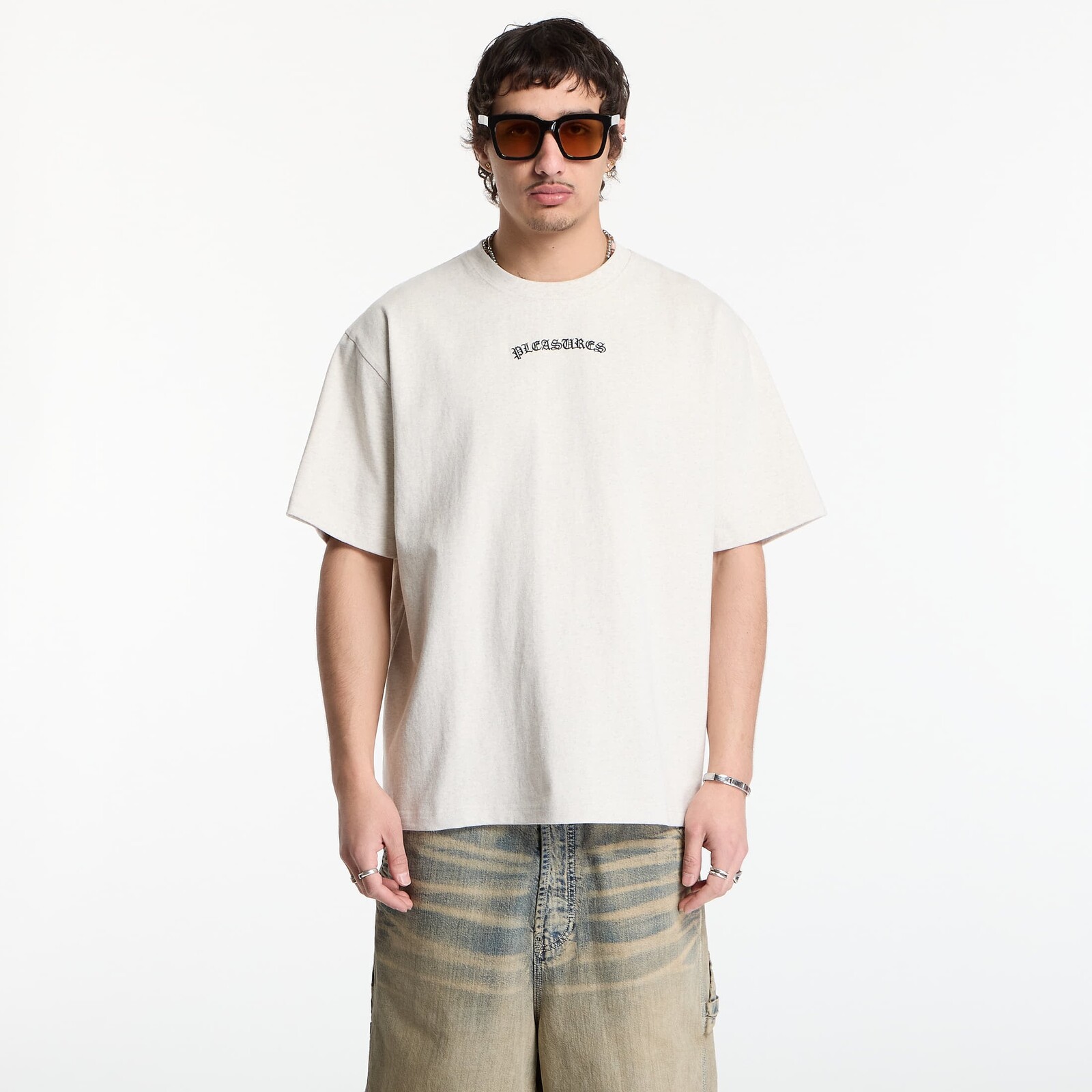 T-shirt PLEASURES Neural Applique Shirt Oatmeal L