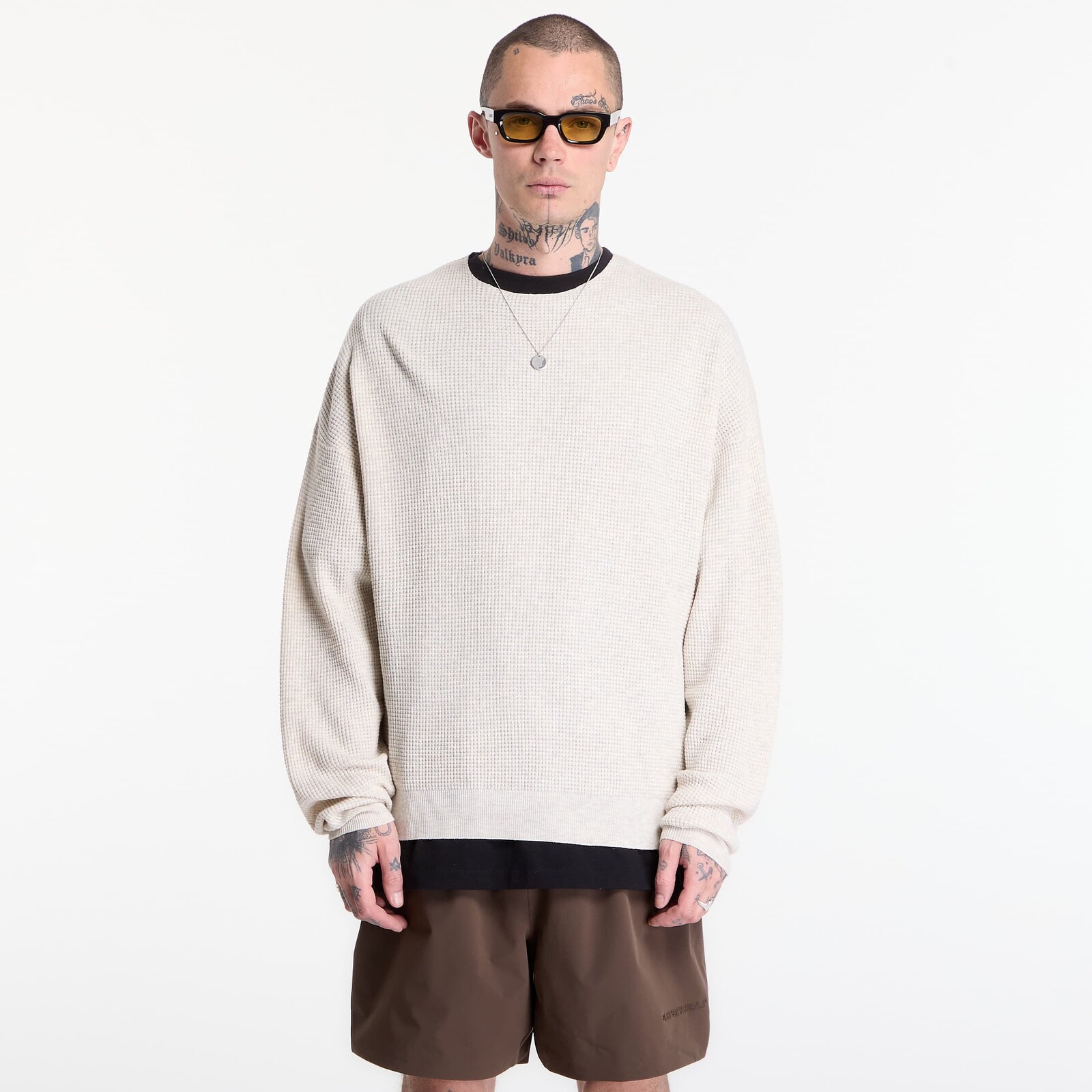 Sweatshirt Fear of God Essentials Signature Waffle 90'S Crewneck Oatmeal Heather/ Blk XL