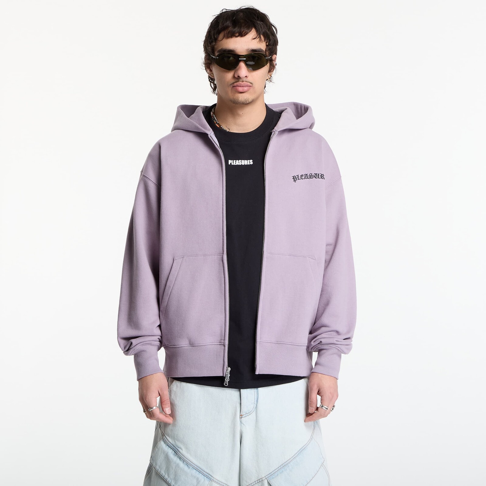 Sweatshirt PLEASURES Neural Zip Hoodie Lilac XXL