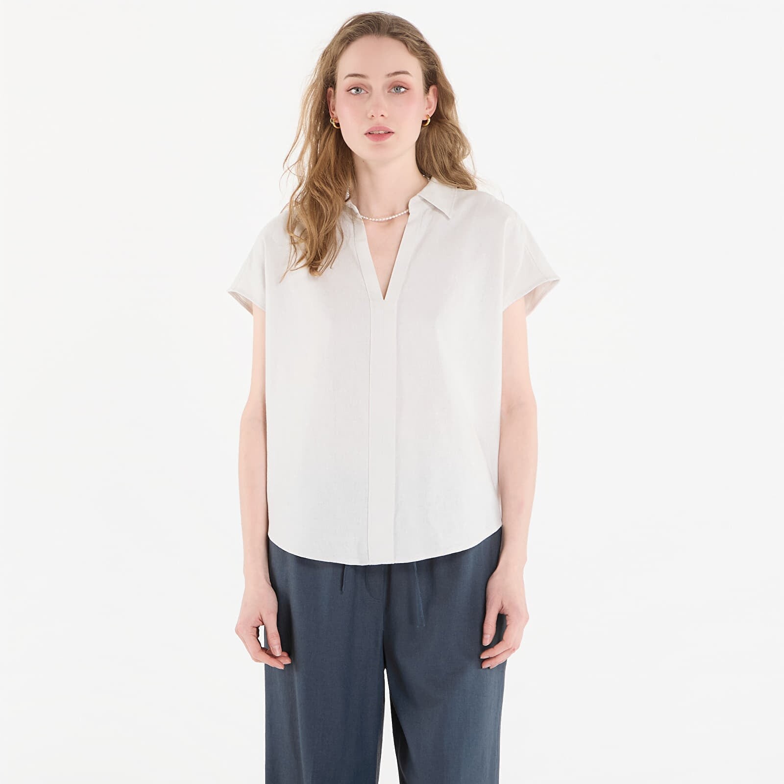 Shirt Calvin Klein Linen Cks Ss Classic Fit Shirt White Sand M