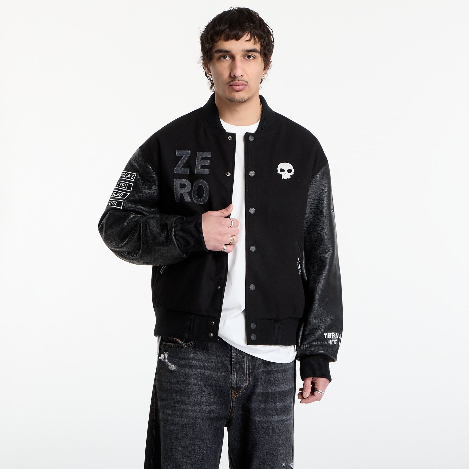 Bomber PLEASURES Zero Pleasures Varsity Jacket Black XL