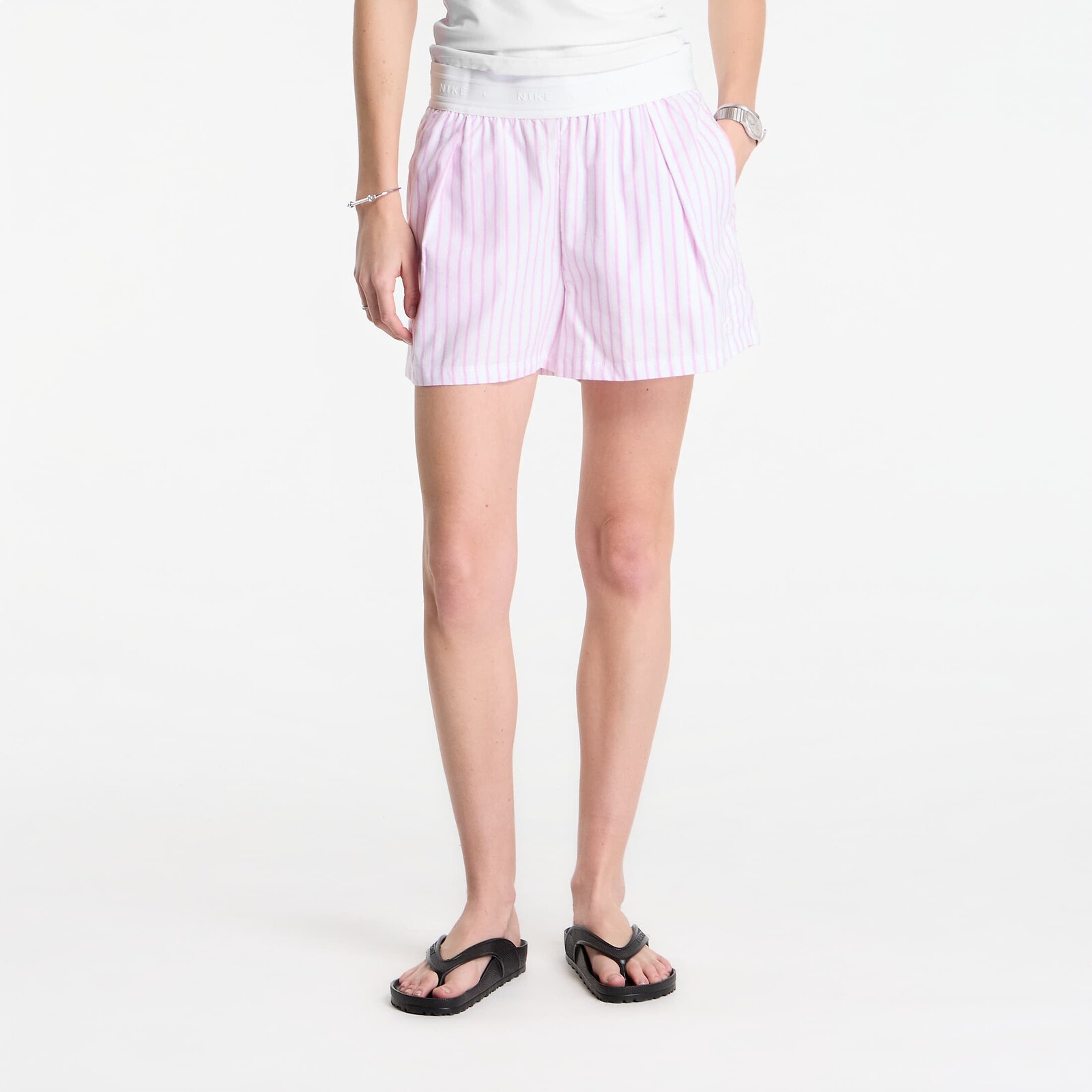 Nike Sportswear Chill Poplin Women's Loose Stripe Shorts Lt Magenta/ Pink Foam/ Summit White XL