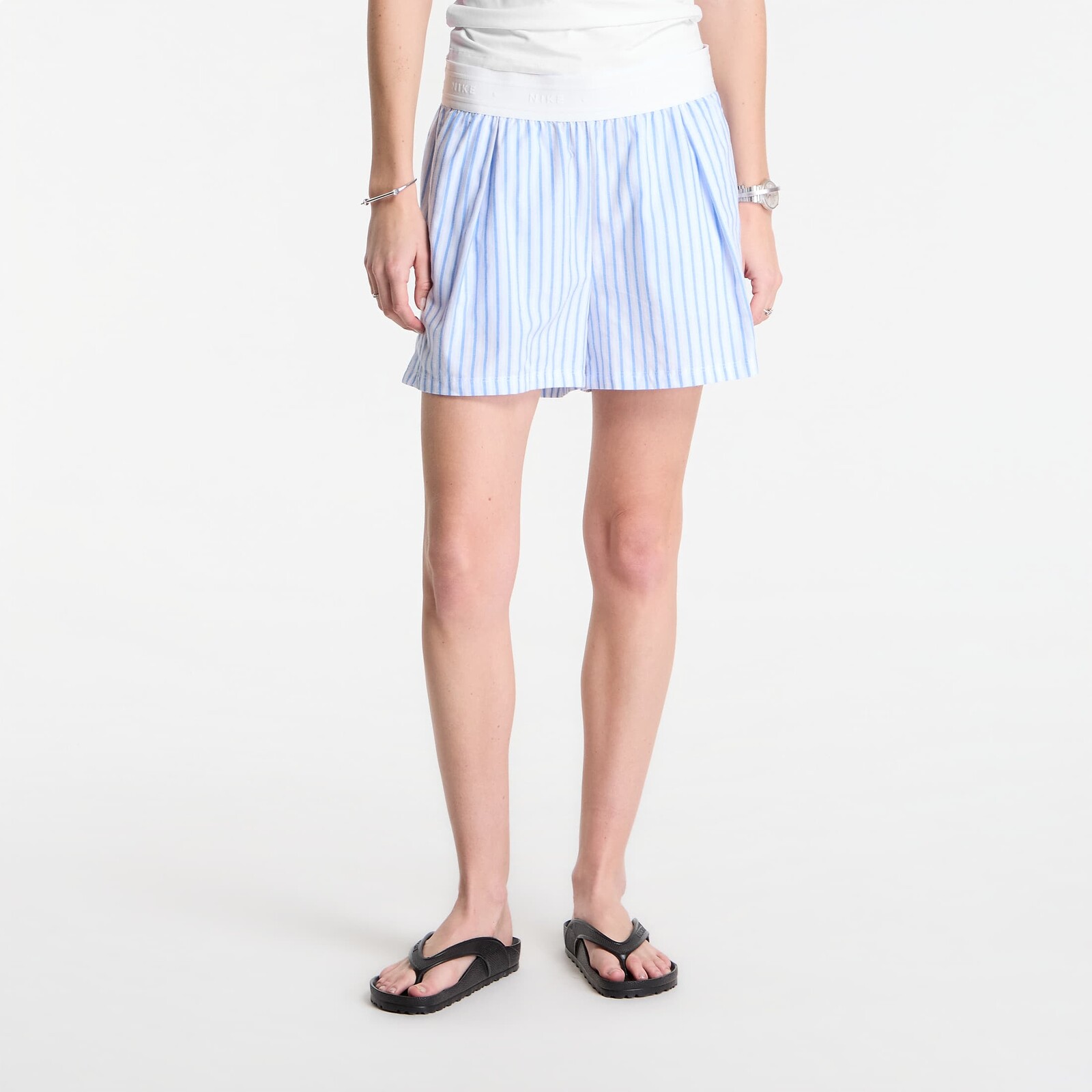 Nike Sportswear Chill Poplin Women's Loose Stripe Shorts Lt Photo Blue/ Hydrogen Blue/ Summit White XL