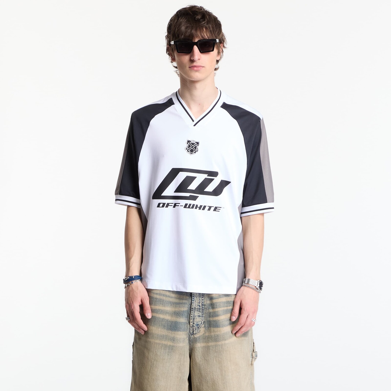 Off-White Soccer V-Neck S/S T-Shirt 3 White S