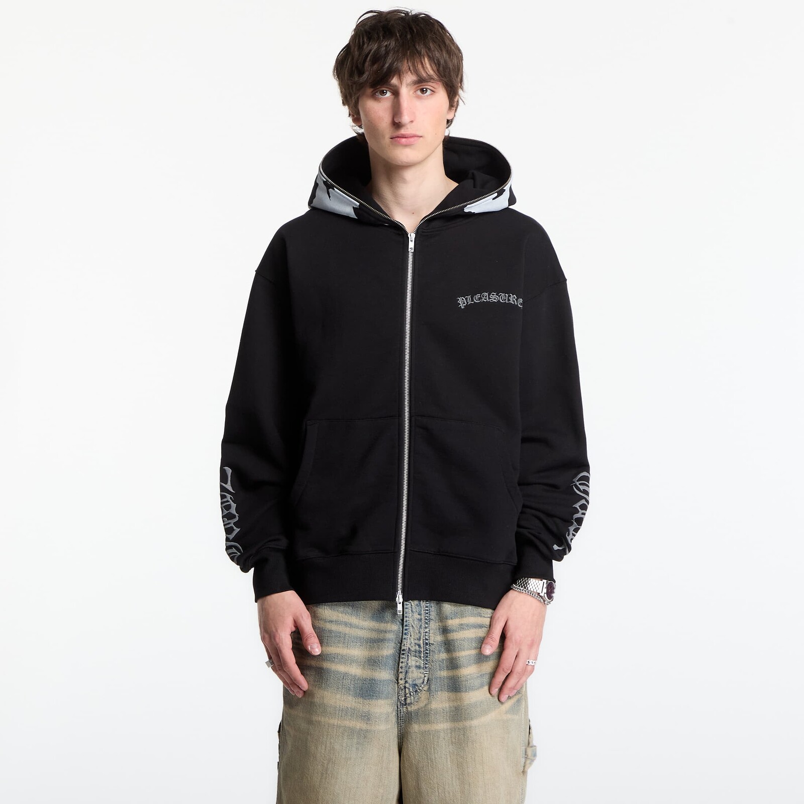 Sweatshirt PLEASURES Balaclava Zip Hoodie Black XL