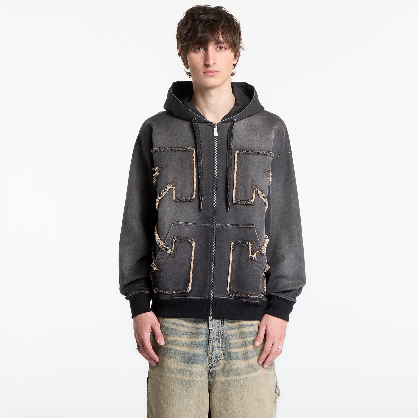Sweatshirt Off-White Arrow Distr Den Zip Skate Hoodie Highlighted Black XL