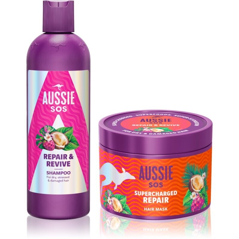 Aussie SOS Repair, Revive & Repeat gift set for stressed hair and scalp