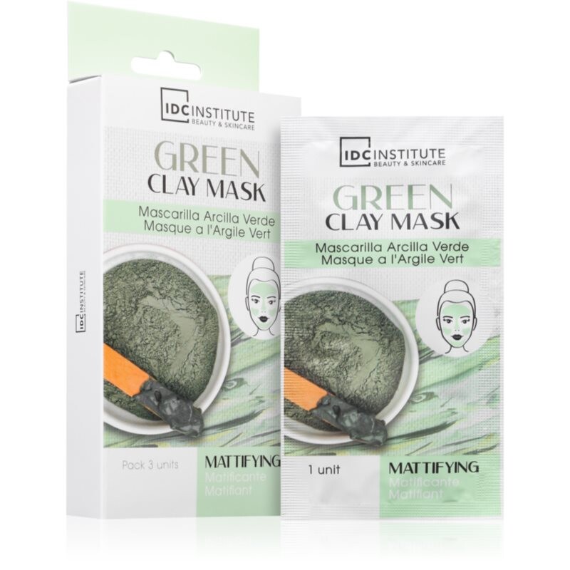 IDC Institute Green Clay Mask cleansing mattifying mask with shea butter 3x8 g