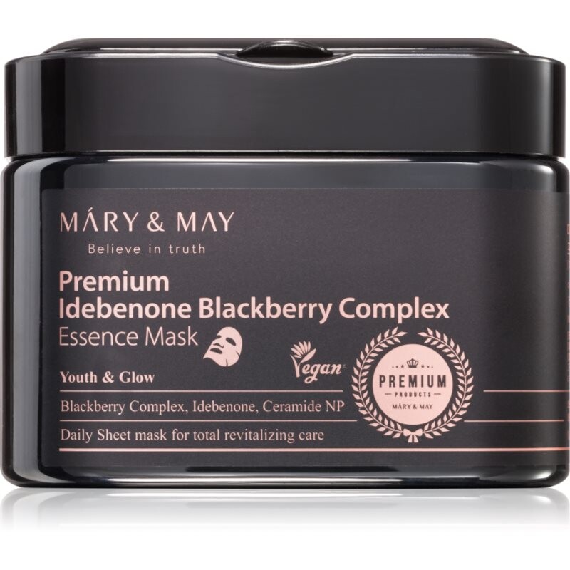 Mary&May Premium Idebenone Blackberry Complex Essence Mask moisturising face sheet mask with firming effect large pack 20 pc