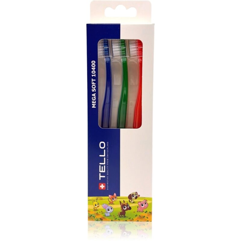 TELLO Kids 10400 Mega Soft toothbrushes for children 2-7 3 pc