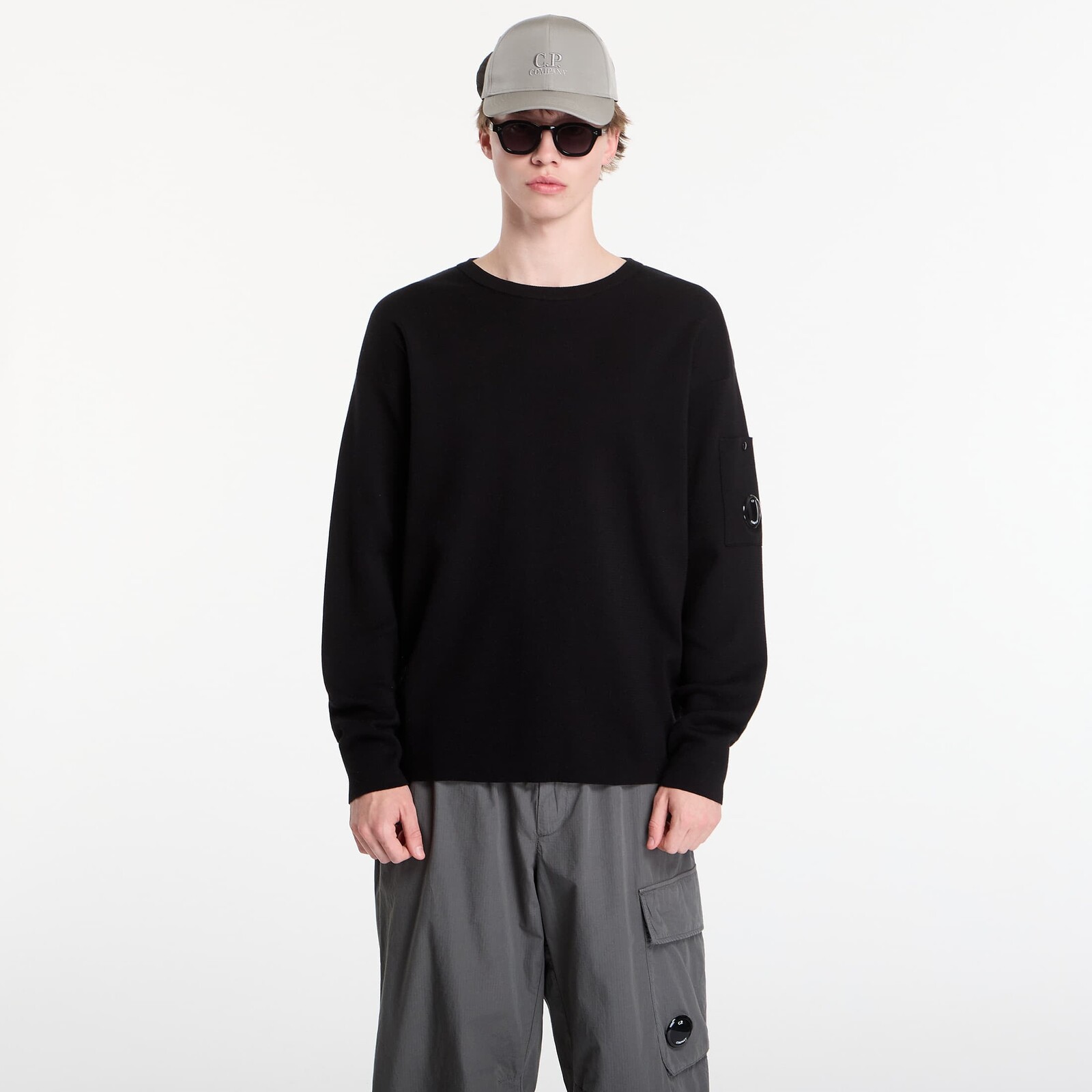 Sweater C.P. Company Cotton Sea Island Lens Sweater Black L