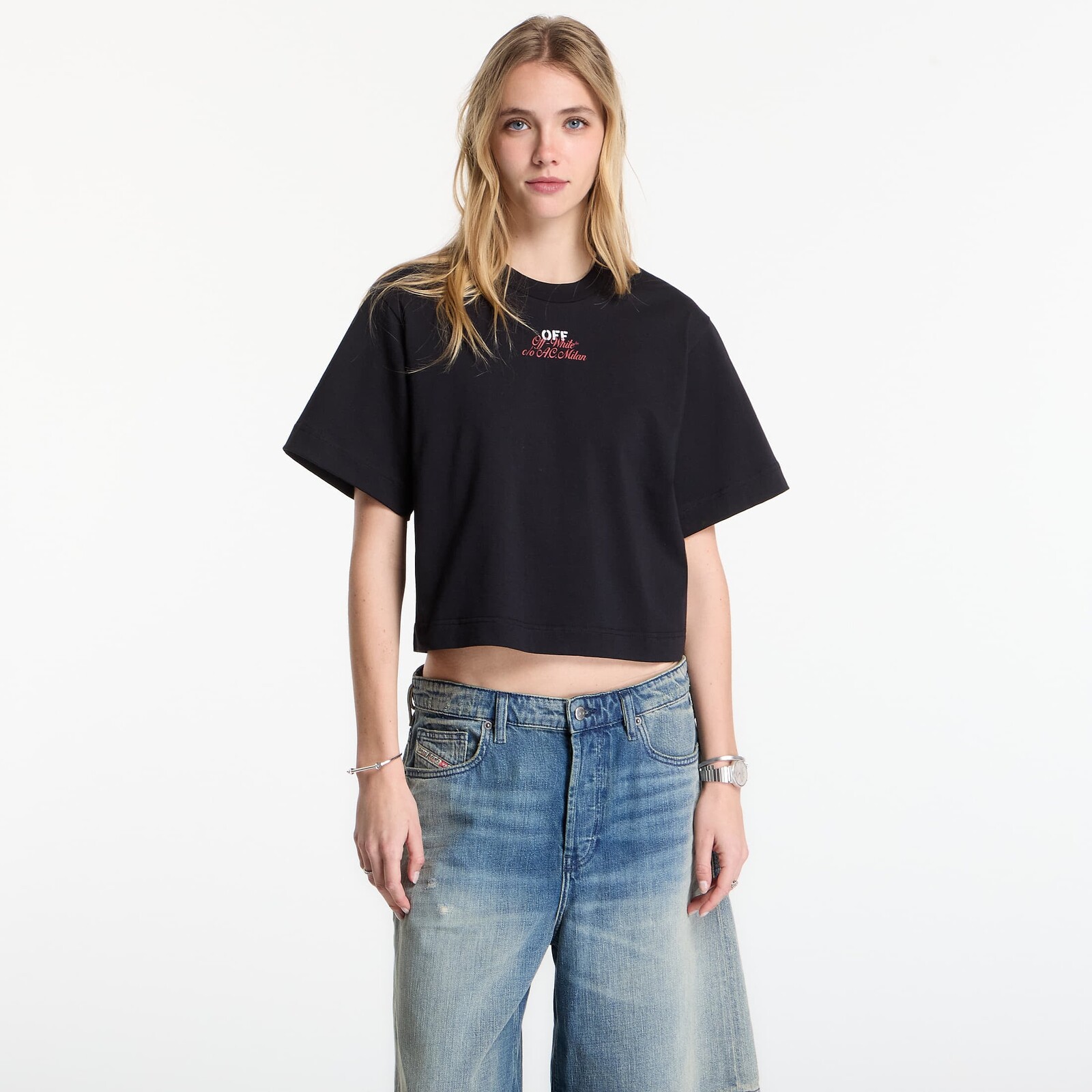 T-shirt Off-White x AC Milan Crop Tee Black/ No Color S