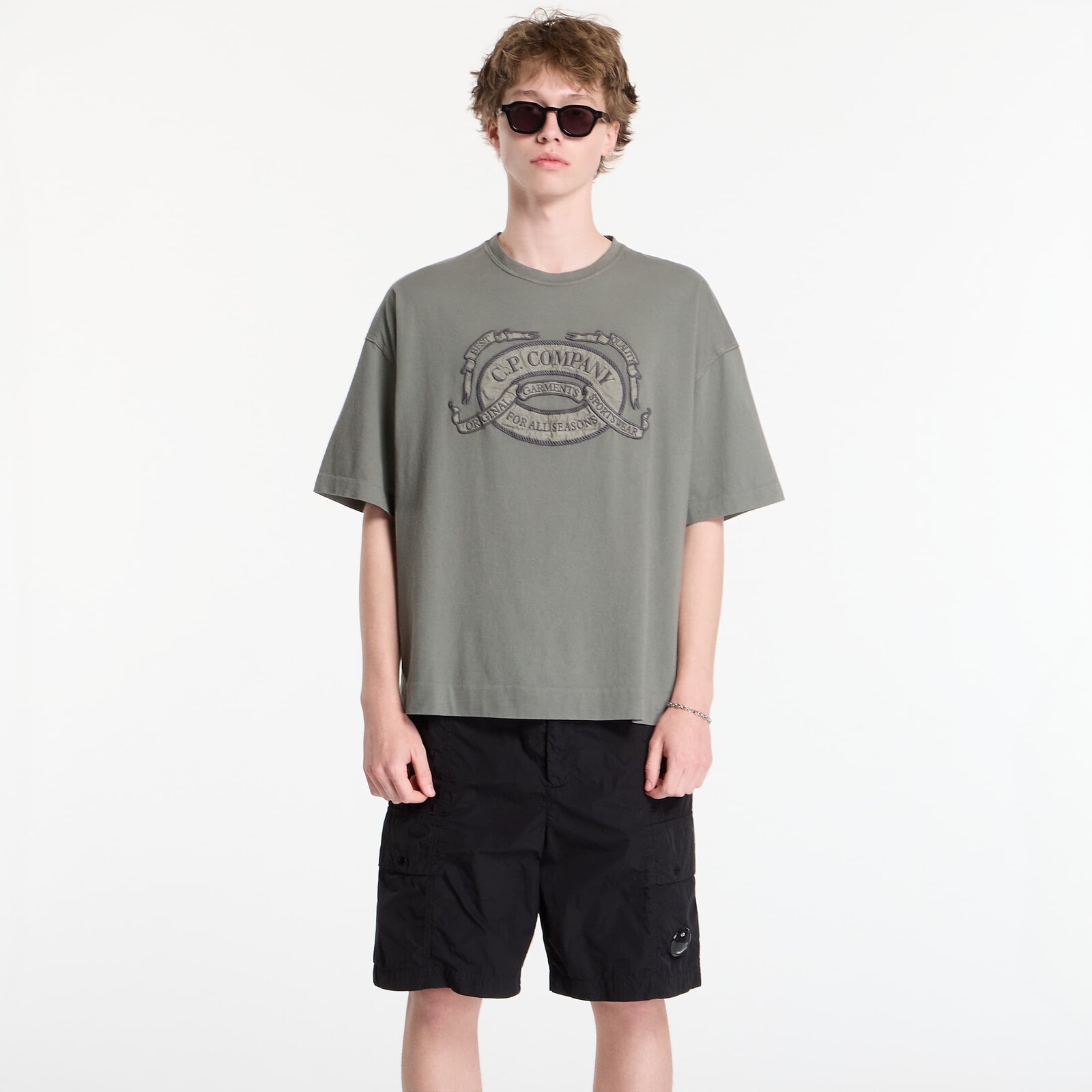 T-shirt C.P. Company 20/1 Jersey Short Sleeve Boxy Logo T-Shirt Gunmetal L