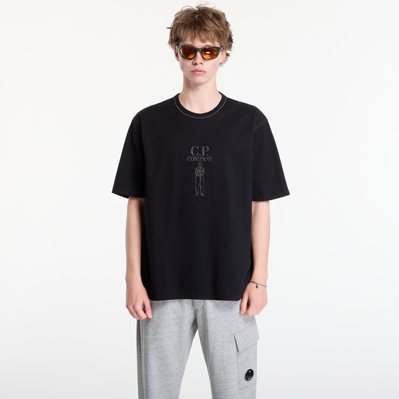 T-shirt C.P. Company Mercerized Jersey 30/2 Twisted Short Sleeve Logo T-Shirt Black L