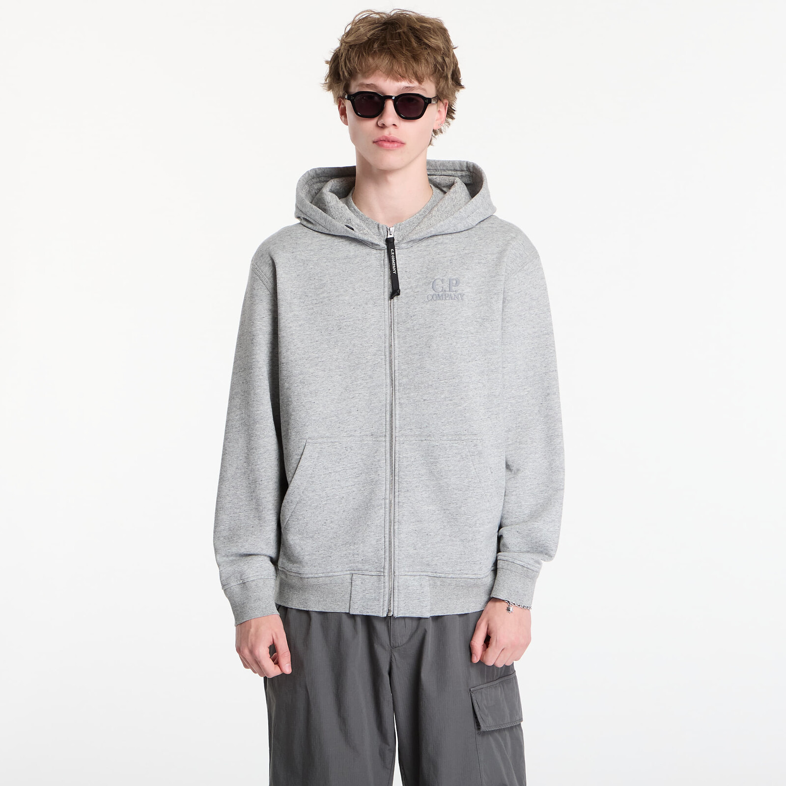 Sweatshirt C.P. Company Diagonal Raised Fleece Zip Hooded Sweatshirt Greystone M