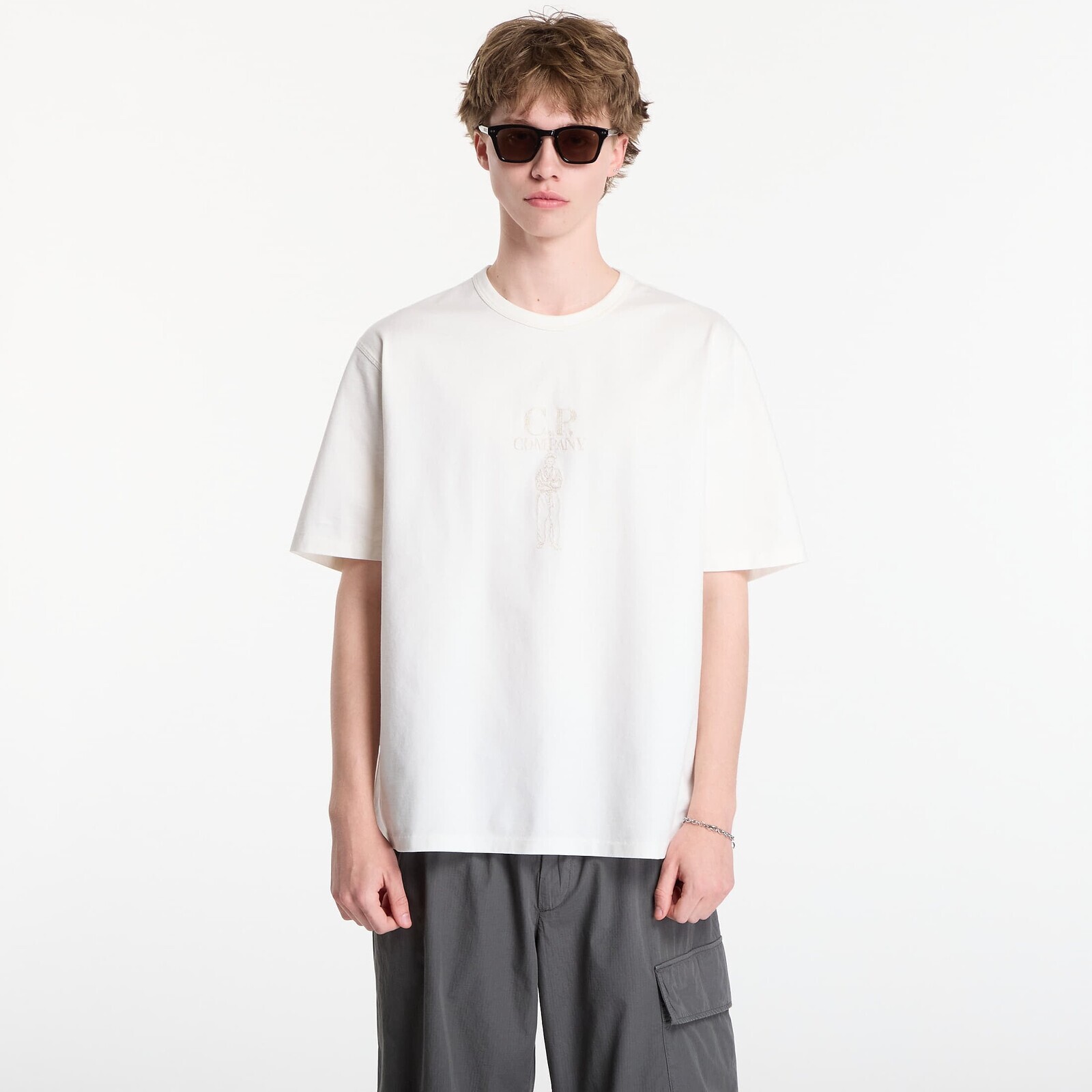 T-shirt C.P. Company Mercerized Jersey 30/2 Twisted Short Sleeve Logo T-Shirt Gauze White L