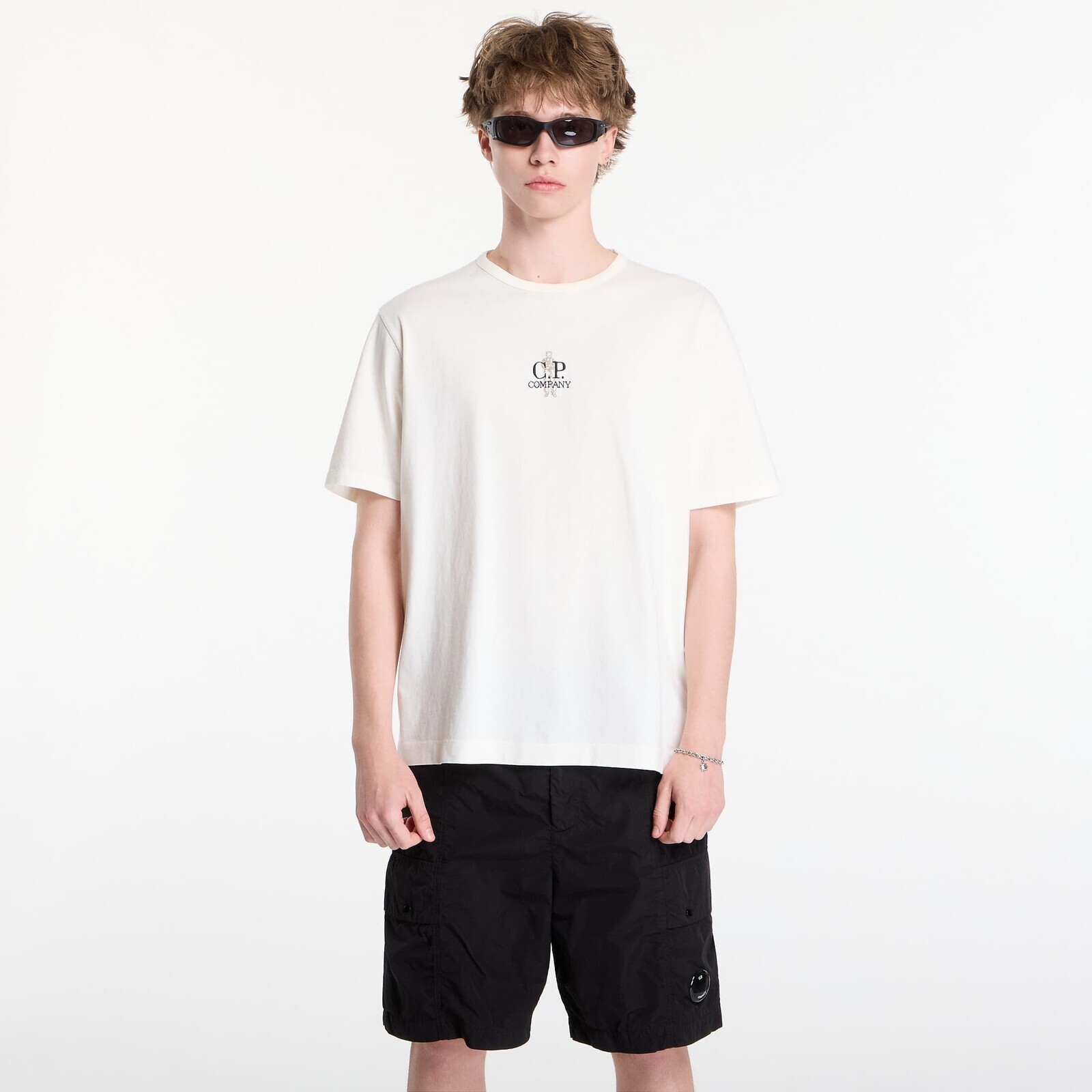 T-shirt C.P. Company 1020 Jersey Short Sleeve Embroidery T-Shirt Gauze White L