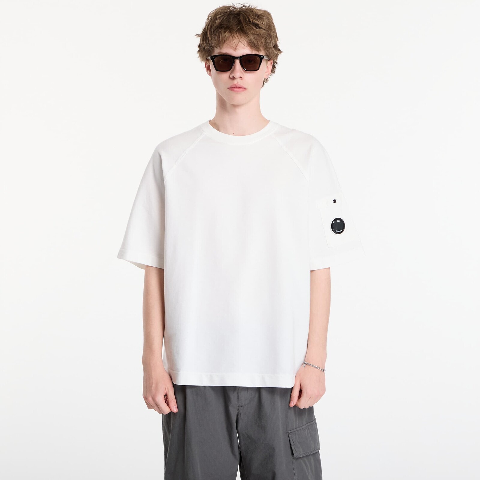 Sweater C.P. Company Light Fleece Short Sleeve Sweatshirt Off White M
