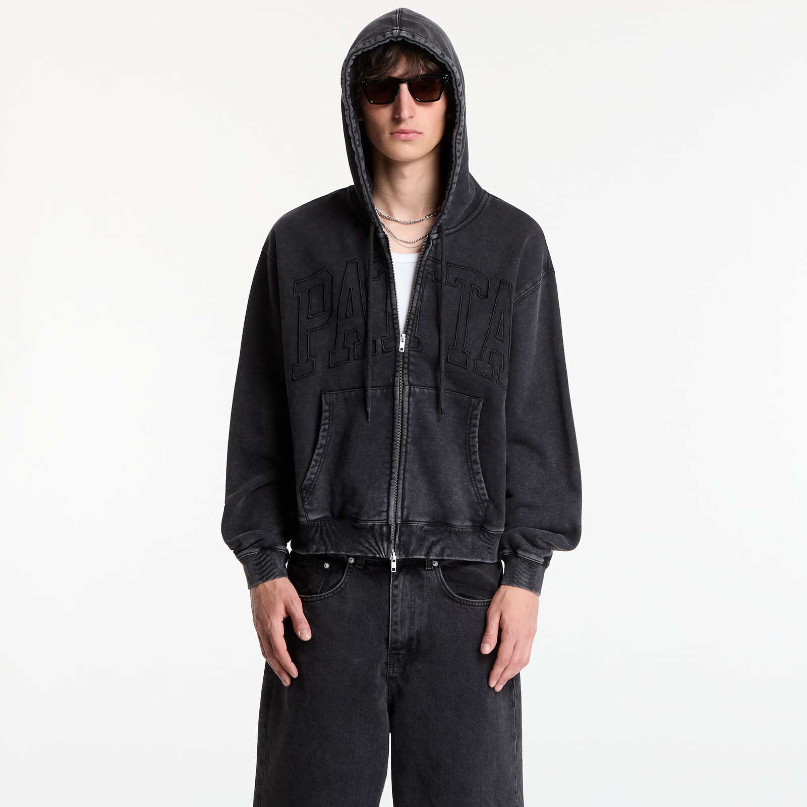 Sweatshirt Patta Loopback Logo Zip Hooded Sweater UNISEX Moonless Night S