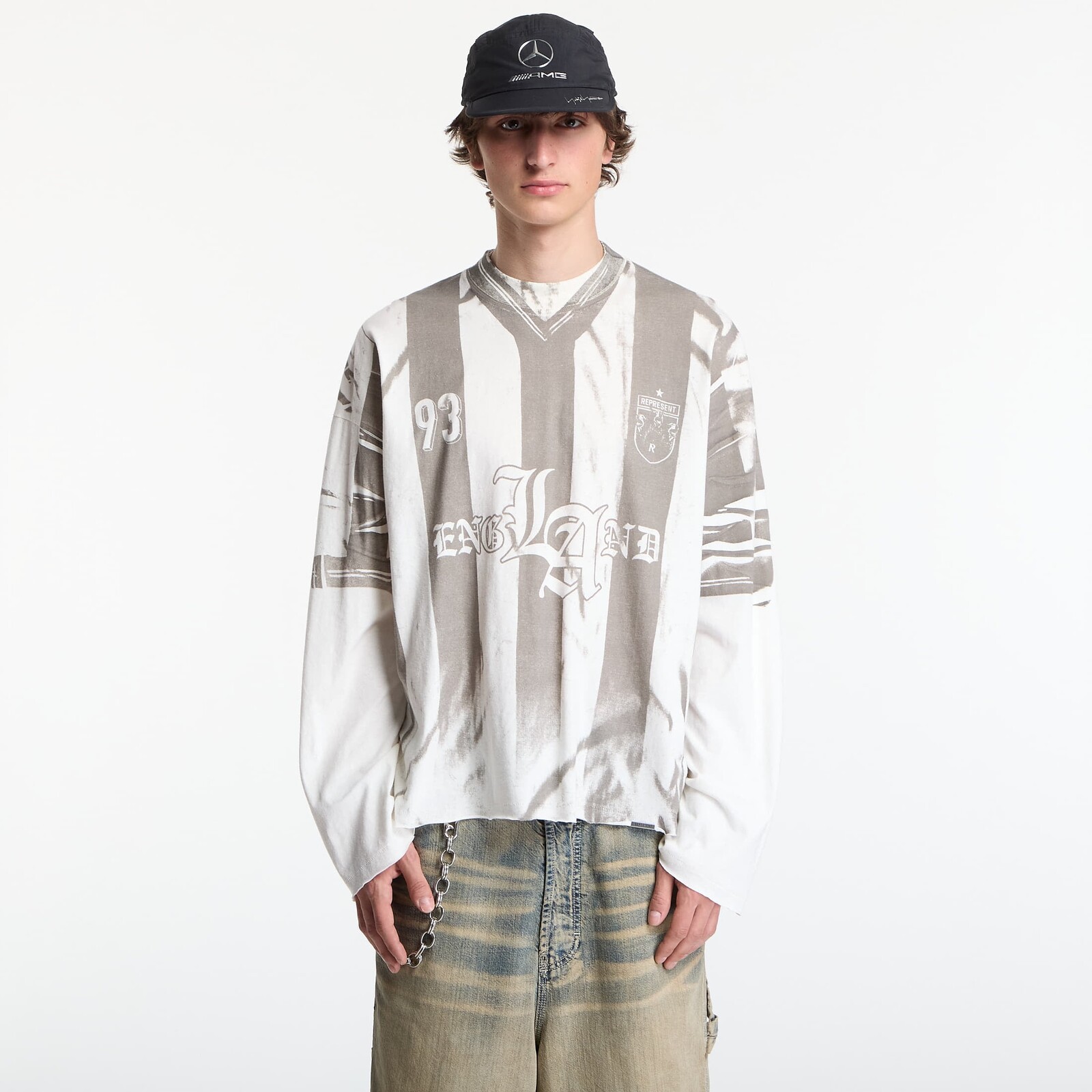 T-shirt REPRESENT Printed Ls Football Top UNISEX Flat White L