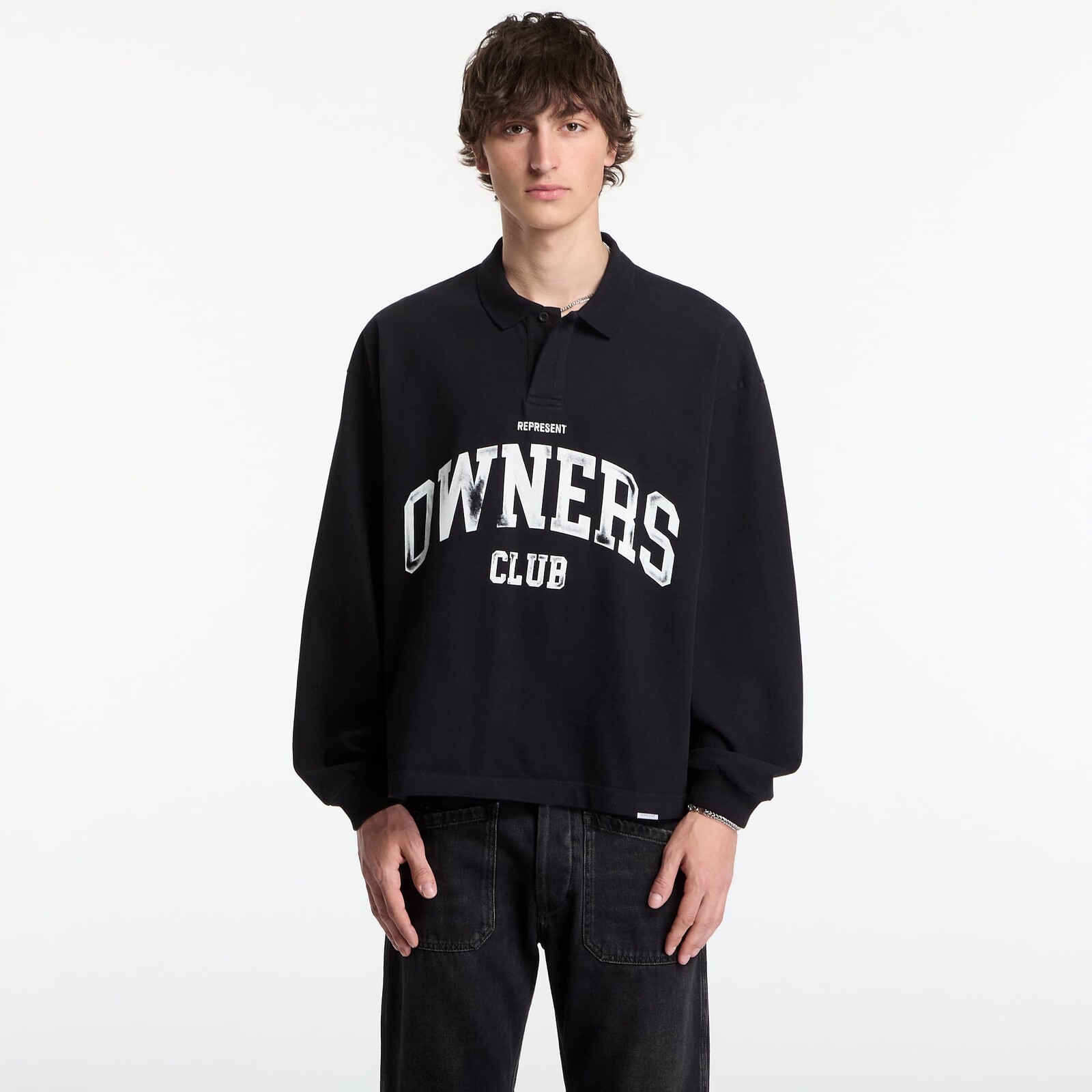 T-shirt REPRESENT Owners Rugby Top UNISEX Jet Black L