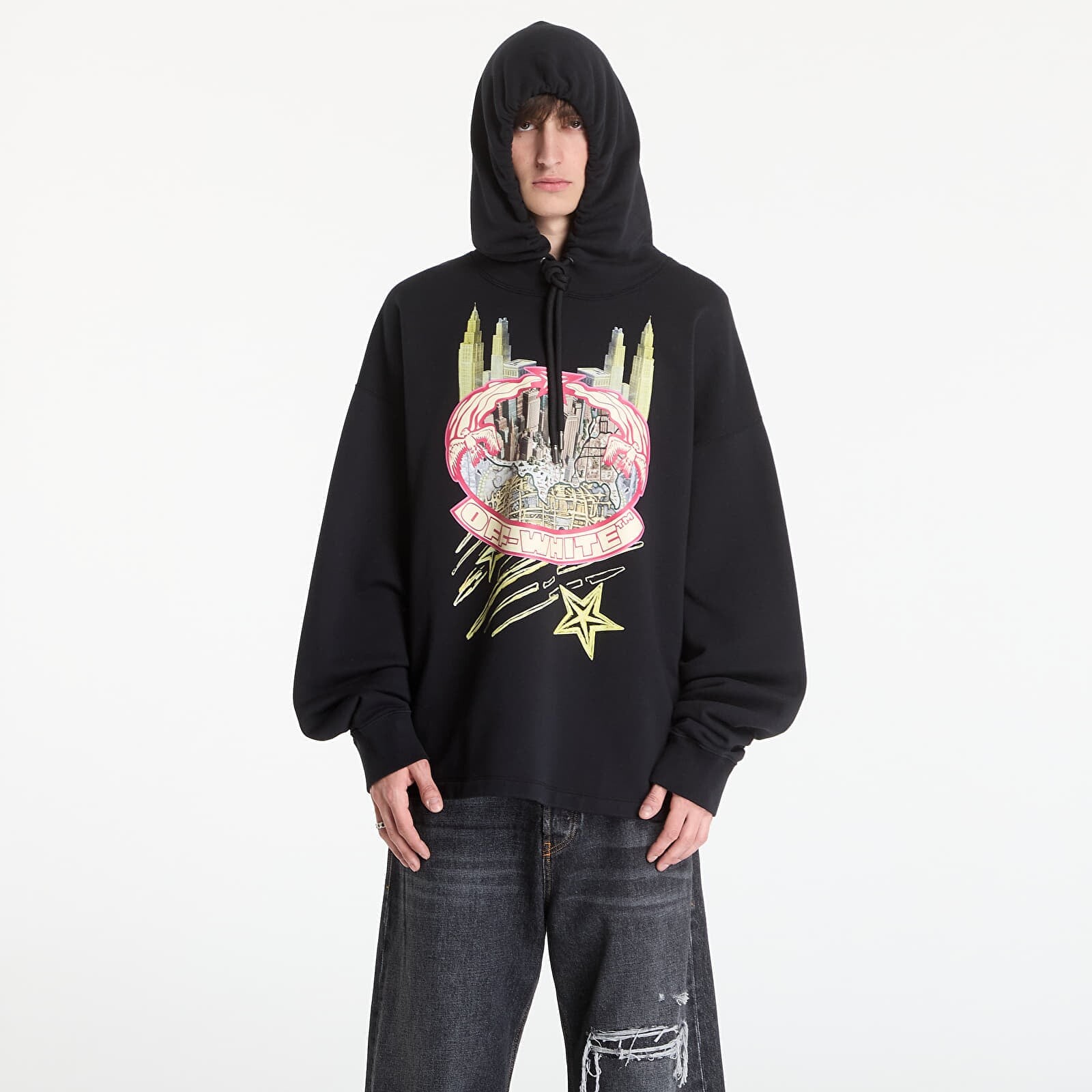 Sweatshirt Off-White Big Frame Wrld Loose Hoodie Black XXL