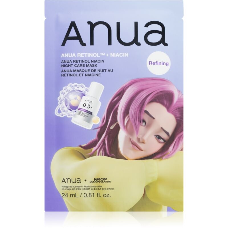 Anua K-Pop Demon Hunters Retinol Niacin Night Care Mask night mask for skin renewal for wrinkles 24 ml