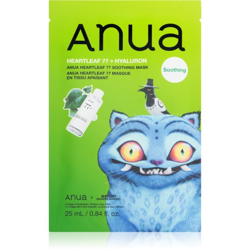 Anua K-Pop Demon Hunters Heartleaf 77% Soothing Mask moisturising face sheet mask with soothing effect 25 ml