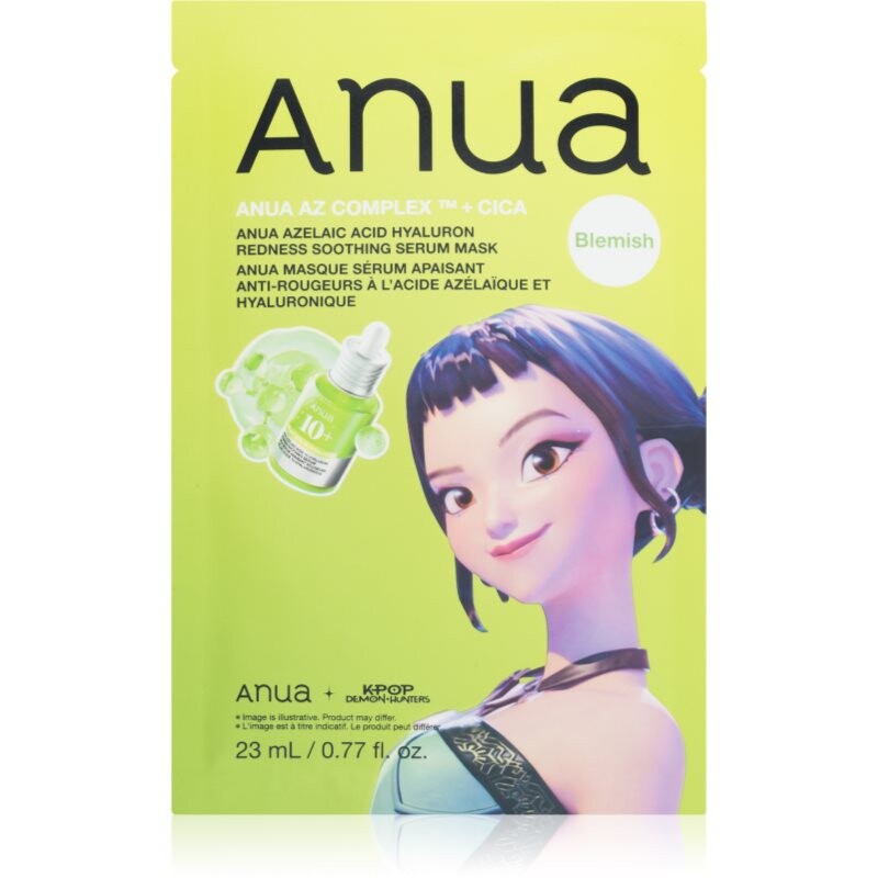 Anua K-Pop Demon Hunters Azelaic Acid Hyaluron Redness Soothing Serum Mask soothing sheet mask with moisturising effect 23 ml